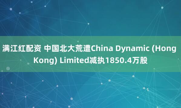 满江红配资 中国北大荒遭China Dynamic (Hong Kong) Limited减执1850.4万股
